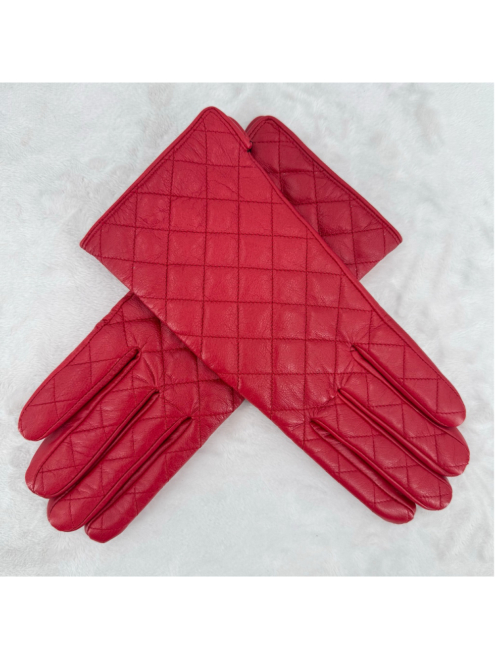 Pittards Vintage Red Leather Gloves Diamond Quilted Lined Butter Soft Medium NEW